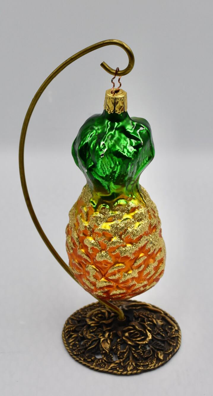 Vintage Inge Glas Blown Glass Golden Pineapple Christmas Ornament Germany«;l